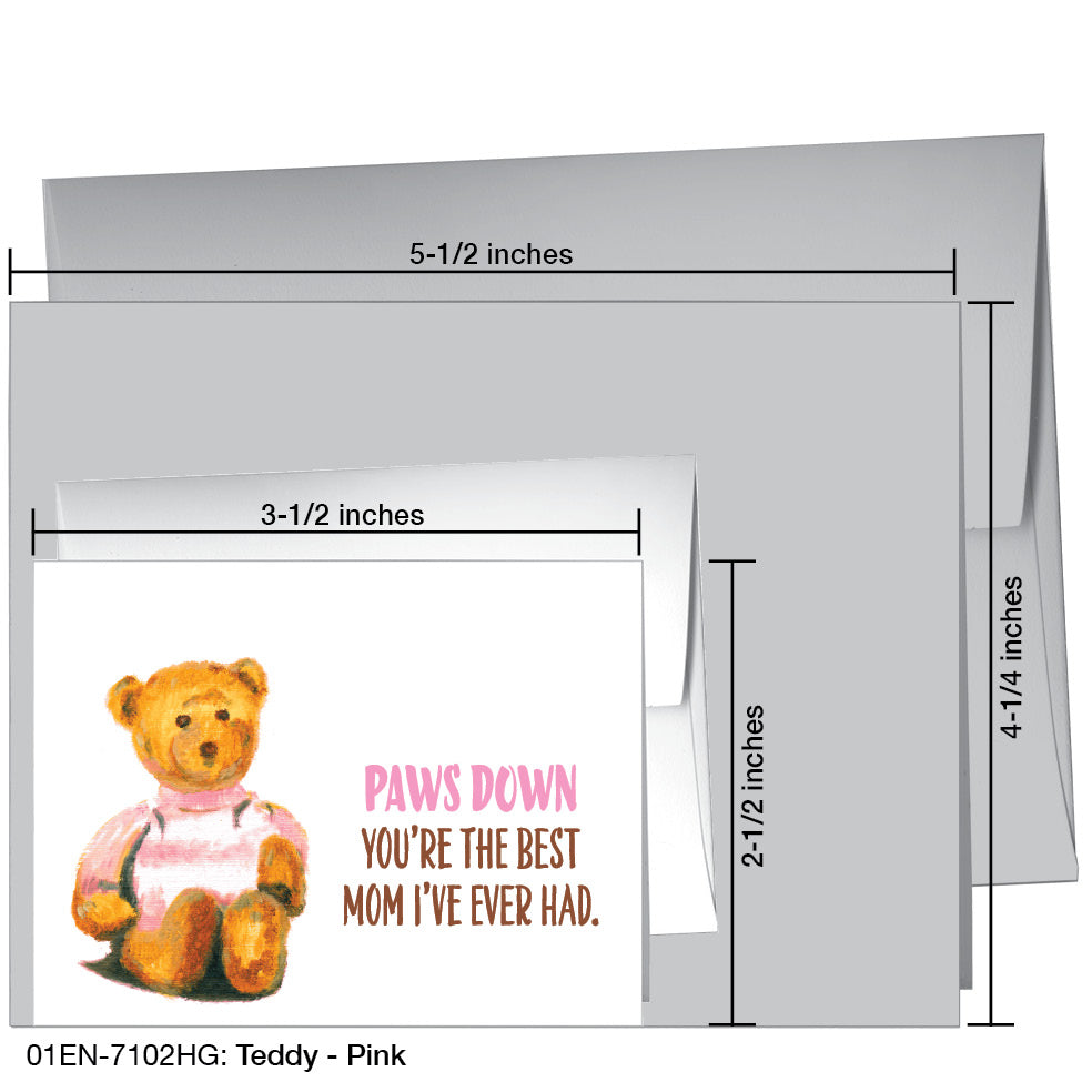Teddy - Pink, Greeting Card (7102HG)