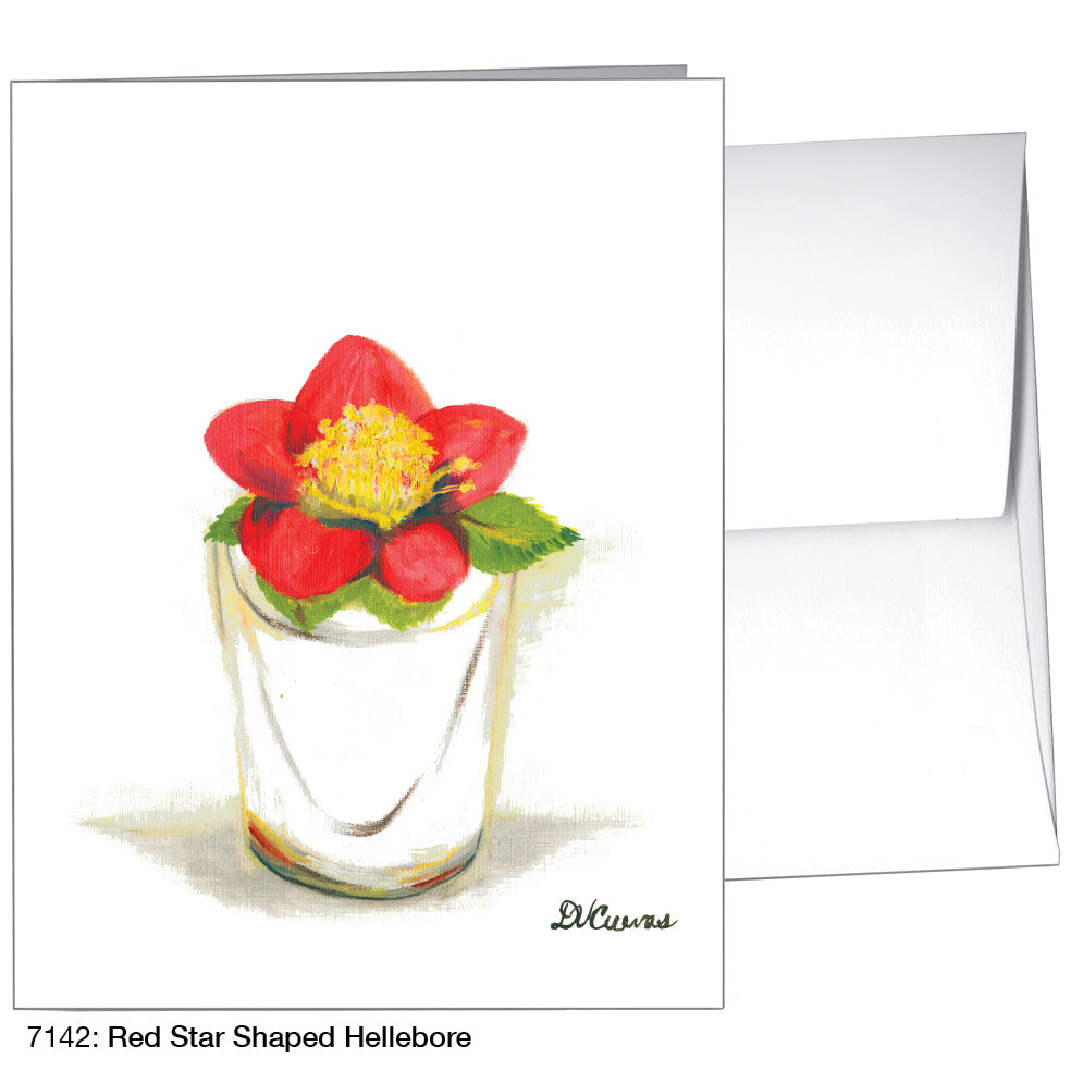 Red Star Shaped Hellebore, Greeting Card (7142)