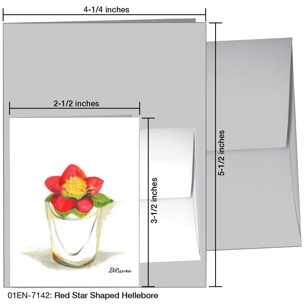 Red Star Shaped Hellebore, Greeting Card (7142)
