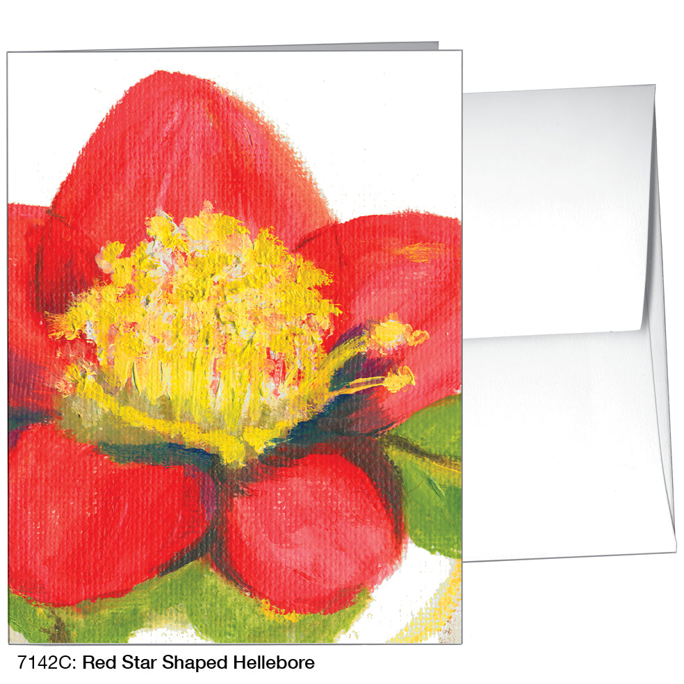 Red Star Shaped Hellebore, Greeting Card (7142C)