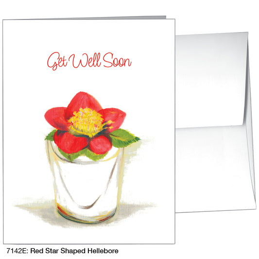 Red Star Shaped Hellebore, Greeting Card (7142E)