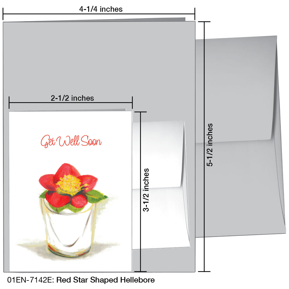 Red Star Shaped Hellebore, Greeting Card (7142E)