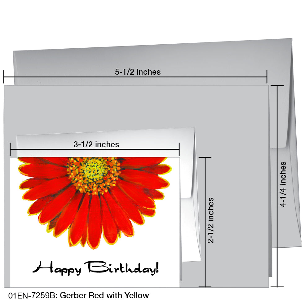 Gerber Red With Yellow, Greeting Card (7259B)