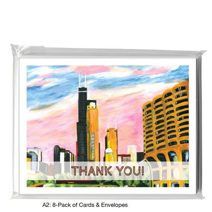 Pink Sky, Chicago, Greeting Card (7278A)
