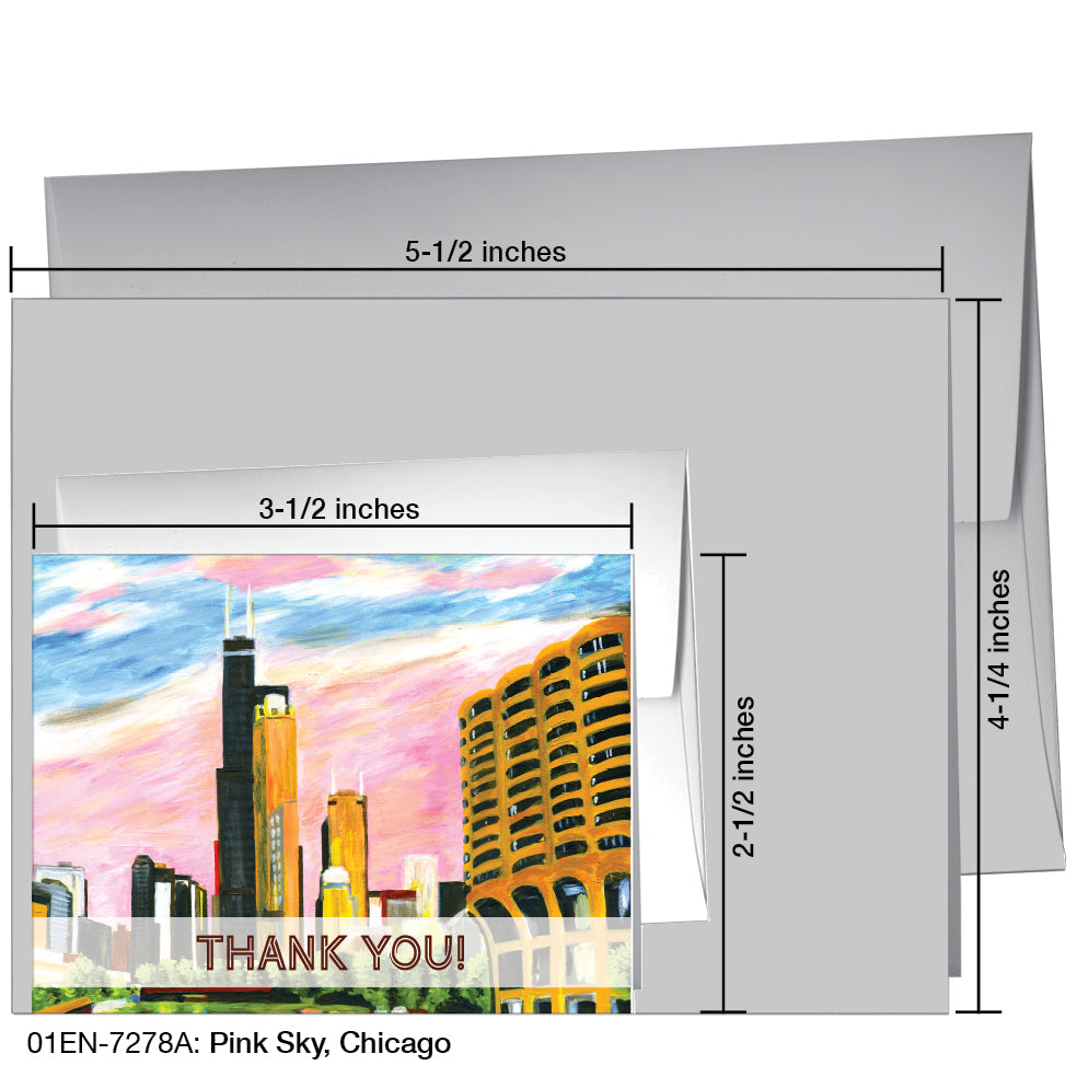 Pink Sky, Chicago, Greeting Card (7278A)