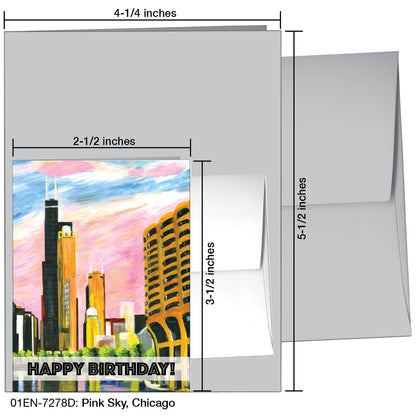 Pink Sky, Chicago, Greeting Card (7278D)