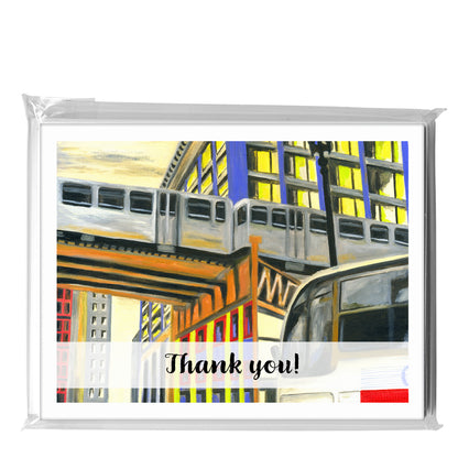 Bus Under Tracks, Chicago, Greeting Card (7281F)
