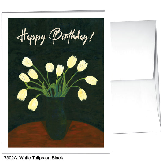 White Tulips On Black, Greeting Card (7302A)