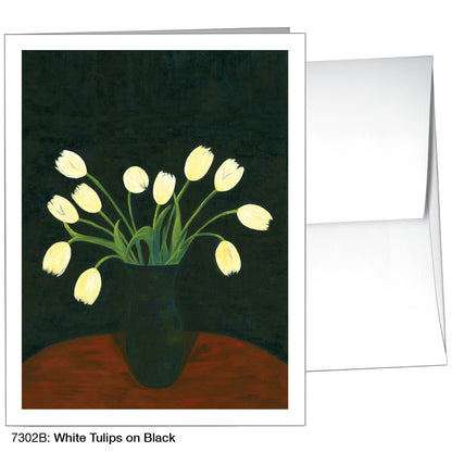 White Tulips On Black, Greeting Card (7302B)