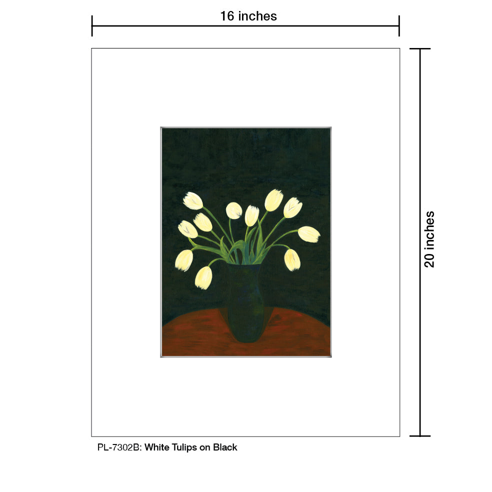 White Tulips on Black, Print (#7302B)