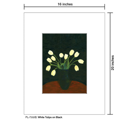 White Tulips on Black, Print (#7302B)