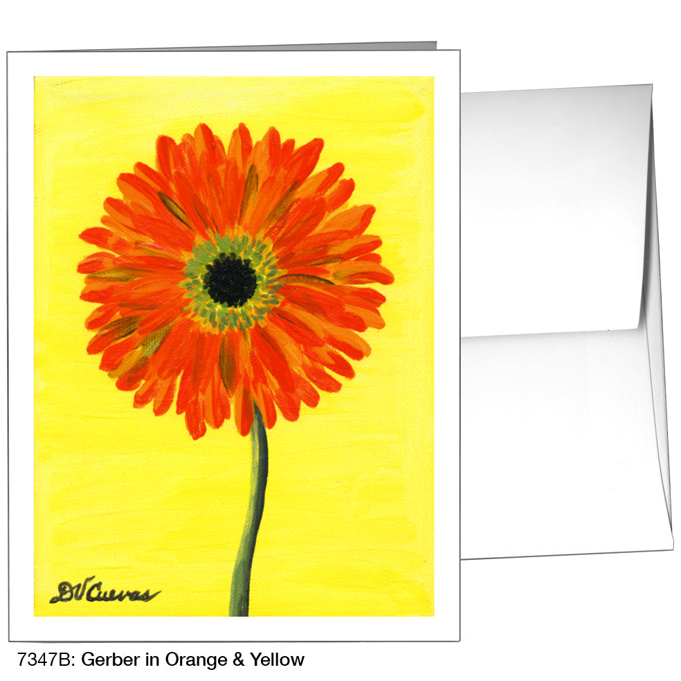 Gerber In Orange & Yellow, Greeting Card (7347B)