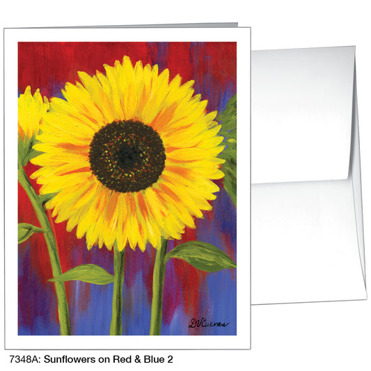 Sunflowers On Red & Blue 2, Greeting Card (7348A)