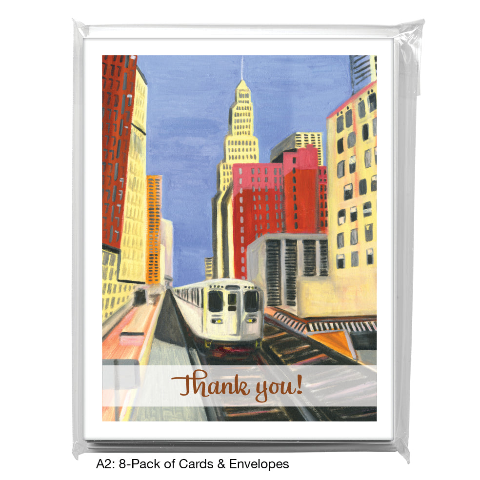 Passing Through The Loop, Chicago, Greeting Card (7368F)