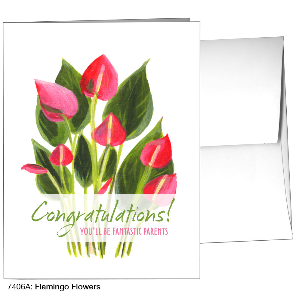 Flamingo Flowers, Greeting Card (7406A)