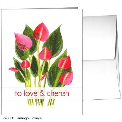 Flamingo Flowers, Greeting Card (7406C)