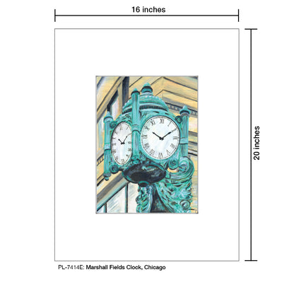 Marshall Fields Clock, Chicago, Print (#7414E)