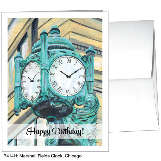 Marshall Fields Clock, Chicago, Greeting Card (7414H)