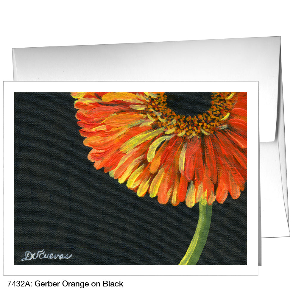 Gerber Orange On Black, Greeting Card (7432A)