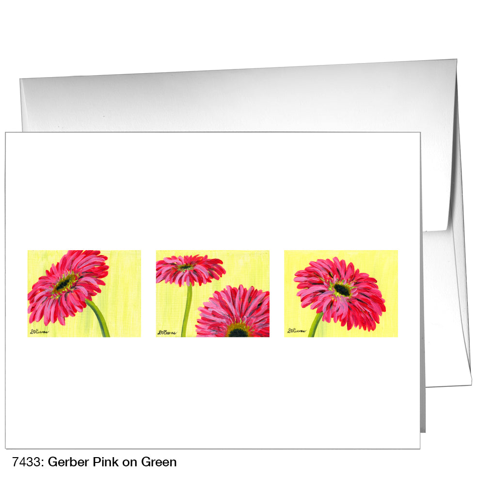 Gerber Pink On Green, Greeting Card (7433)