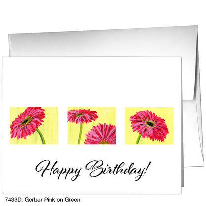 Gerber Pink On Green, Greeting Card (7433D)
