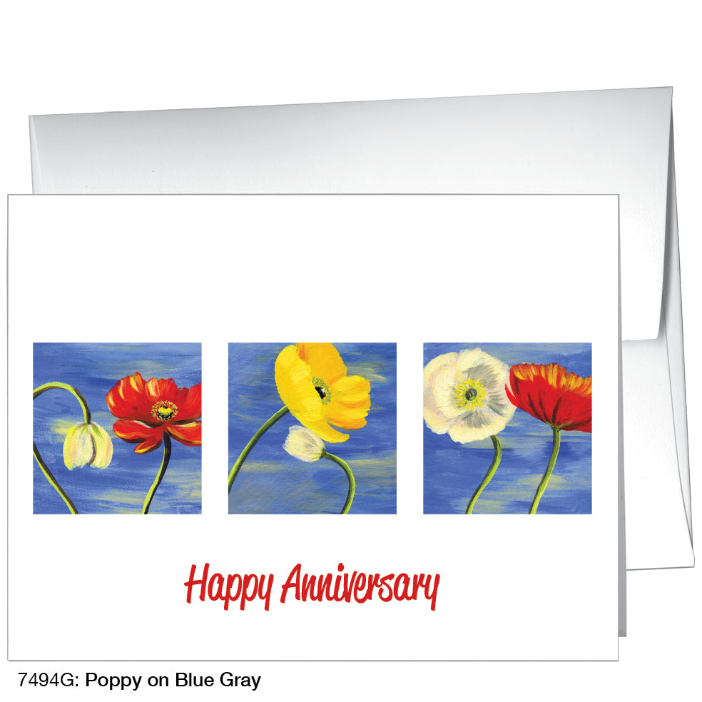 Poppy On Blue Gray, Greeting Card (7494G)