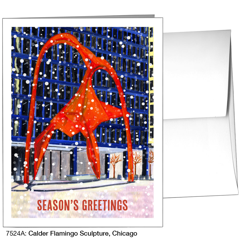 Calder Flamingo Sculpture, Chicago, Greeting Card (7524A)