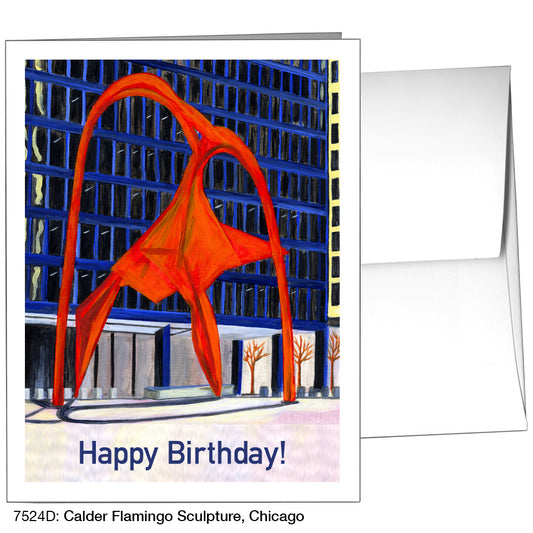 Calder Flamingo Sculpture, Chicago, Greeting Card (7524D)
