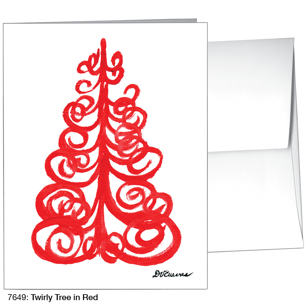 Twirly Tree In Red, Greeting Card (7649)