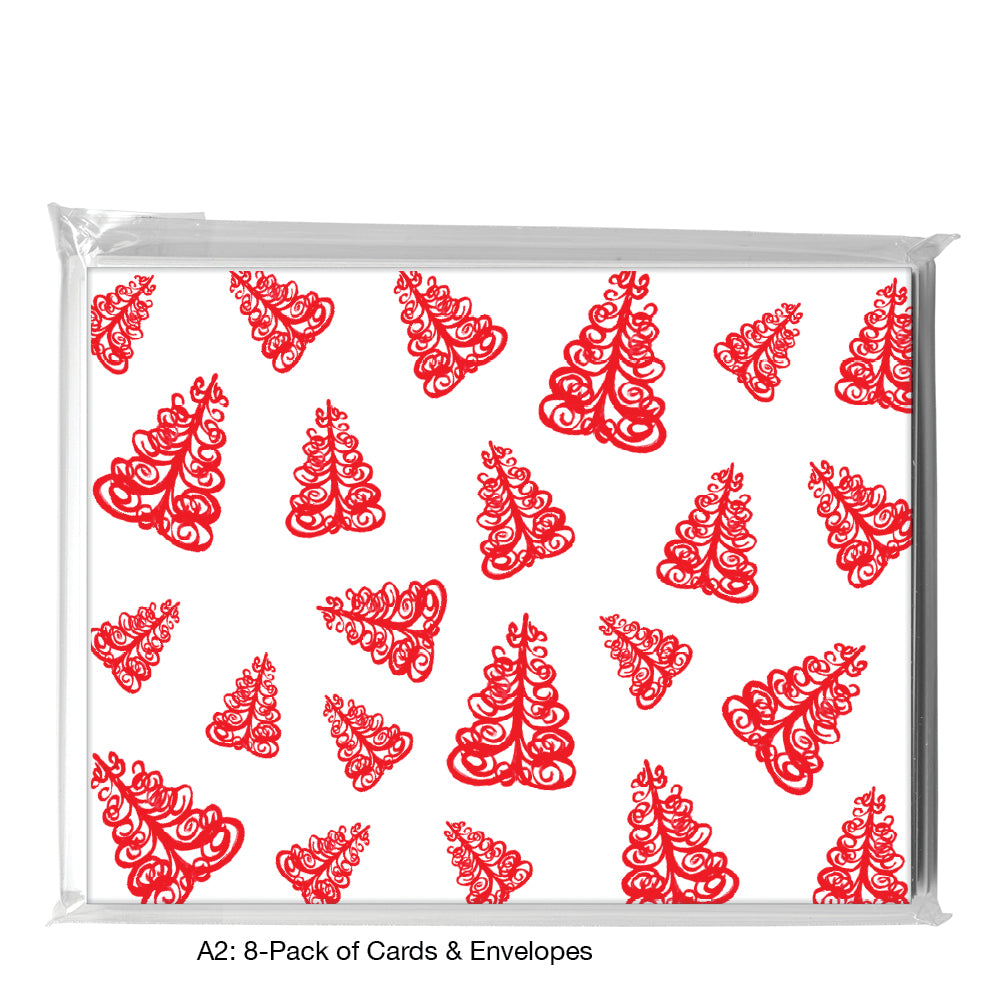 Twirly Tree In Red, Greeting Card (7649C)
