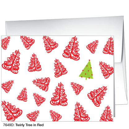 Twirly Tree In Red, Greeting Card (7649D)