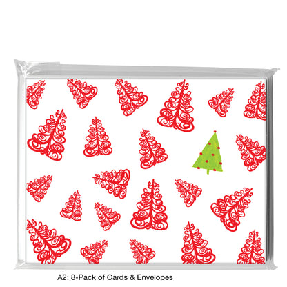 Twirly Tree In Red, Greeting Card (7649D)