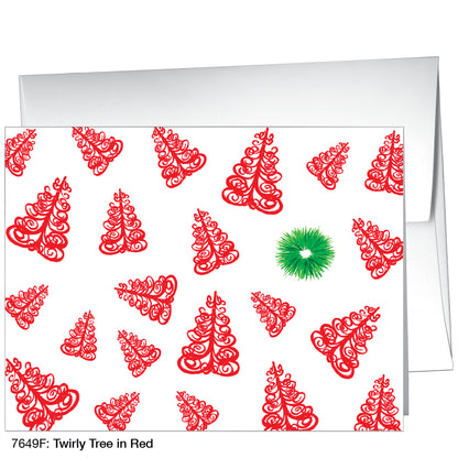 Twirly Tree In Red, Greeting Card (7649F)