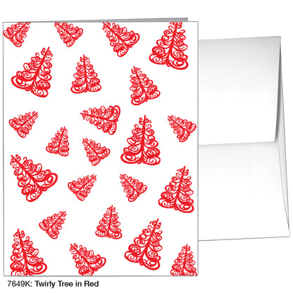Twirly Tree In Red, Greeting Card (7649K)