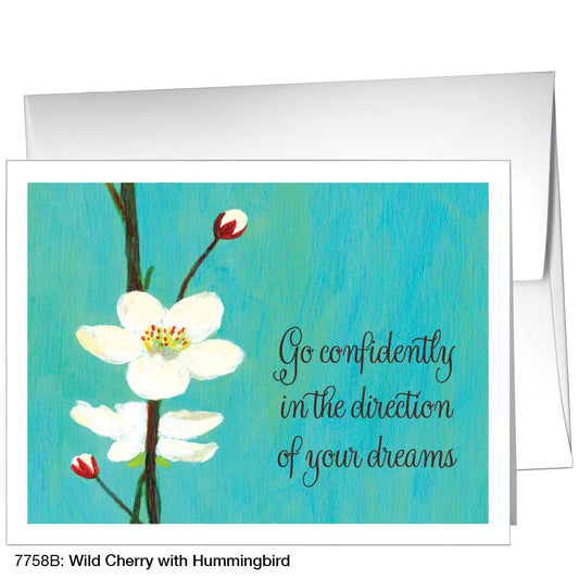 Wild Cherry With Hummingbird, Greeting Card (7758B)