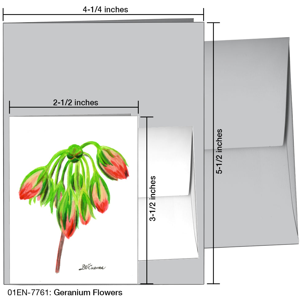 Geranium Flowers, Greeting Card (7761)
