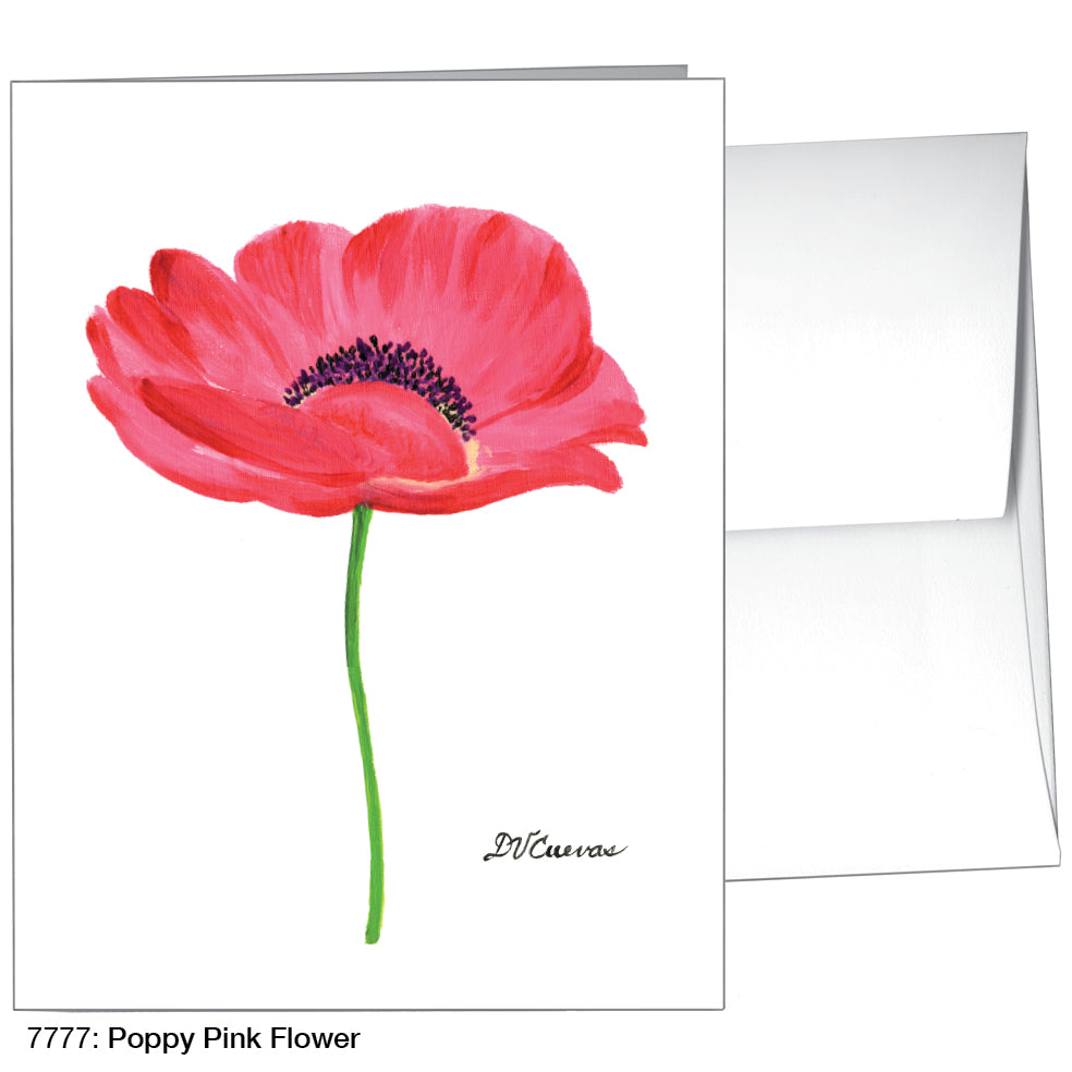 Poppy Pink Flower, Greeting Card (7777)