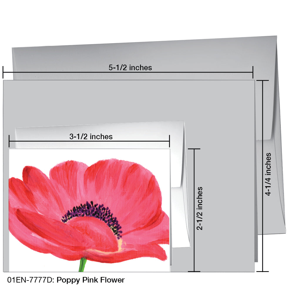 Poppy Pink Flower, Greeting Card (7777D)
