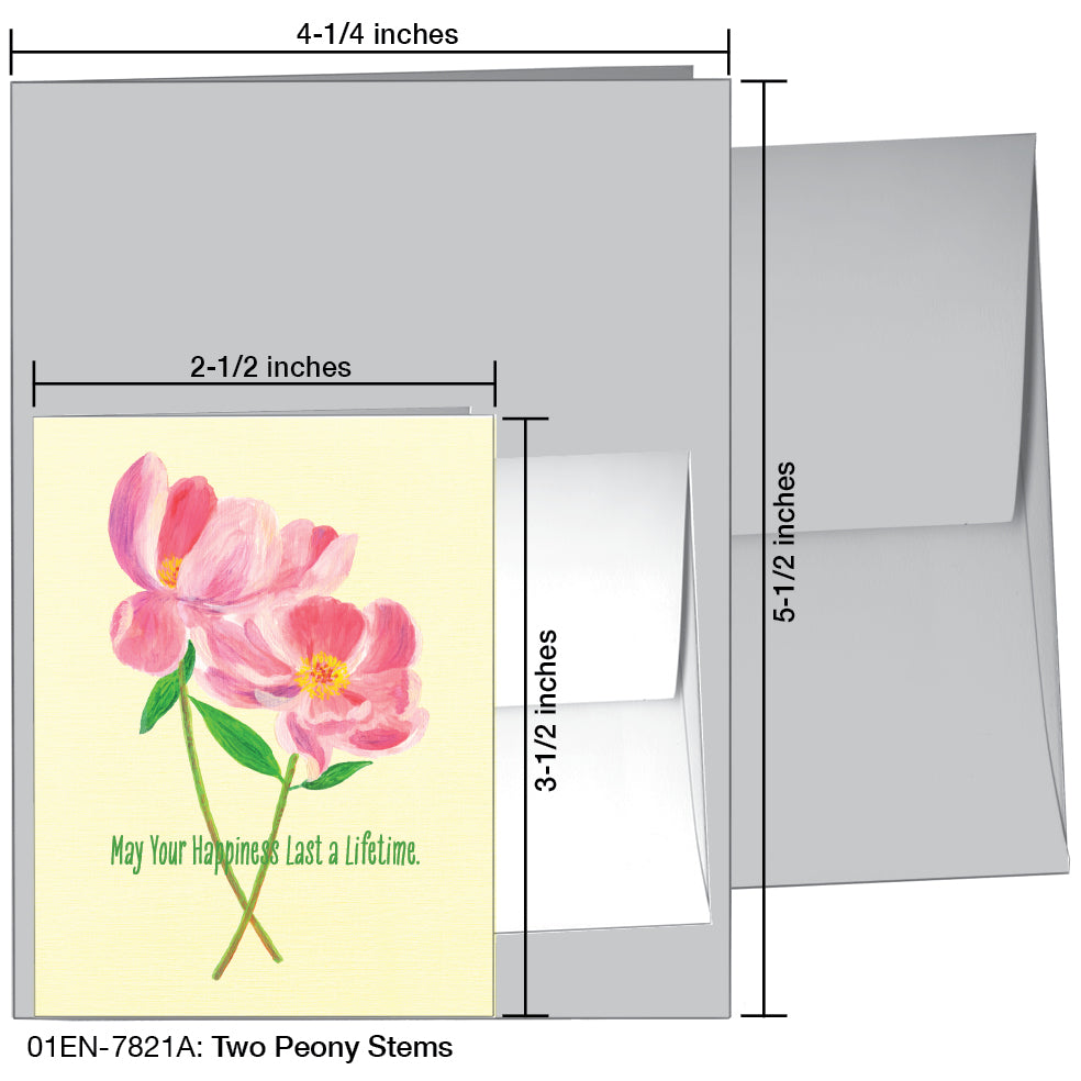 Two Peony Stems, Greeting Card (7821A)