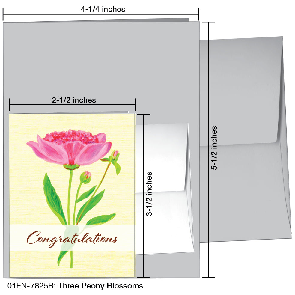 Three Peony Blossoms, Greeting Card (7825B)