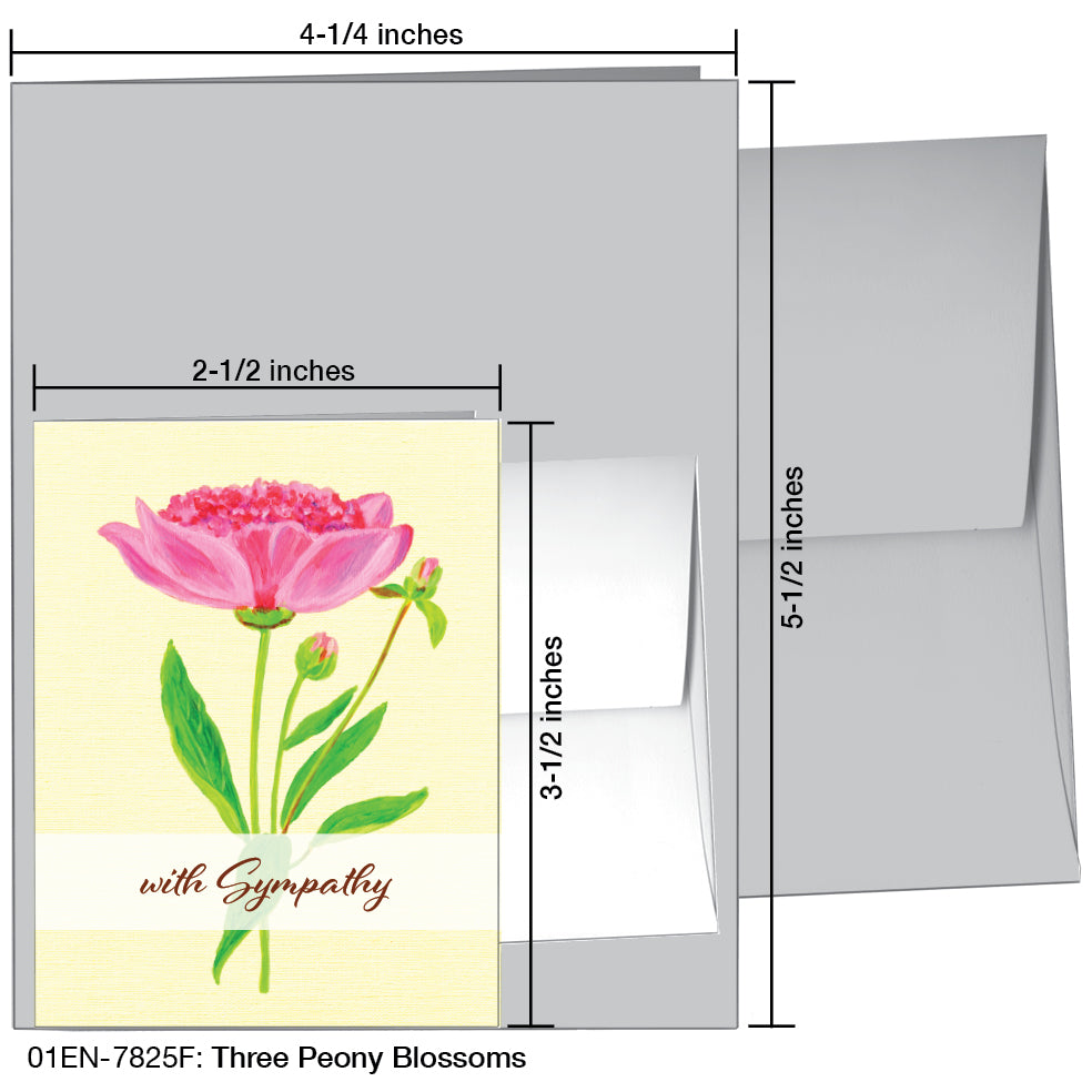 Three Peony Blossoms, Greeting Card (7825F)