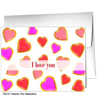 Hearts Trio Valentine, Greeting Card (7891E)