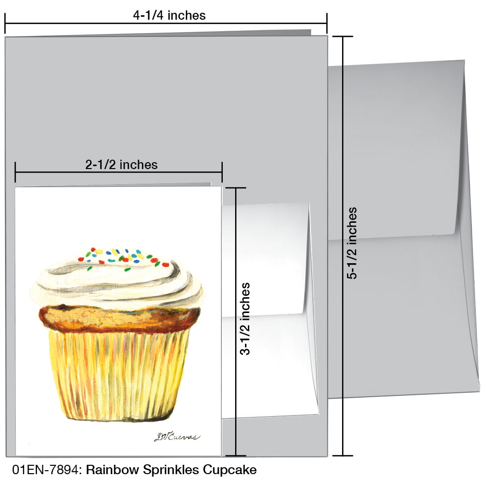 Rainbow Sprinkles Cupcake, Greeting Card (7894)