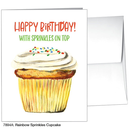 Rainbow Sprinkles Cupcake, Greeting Card (7894A)