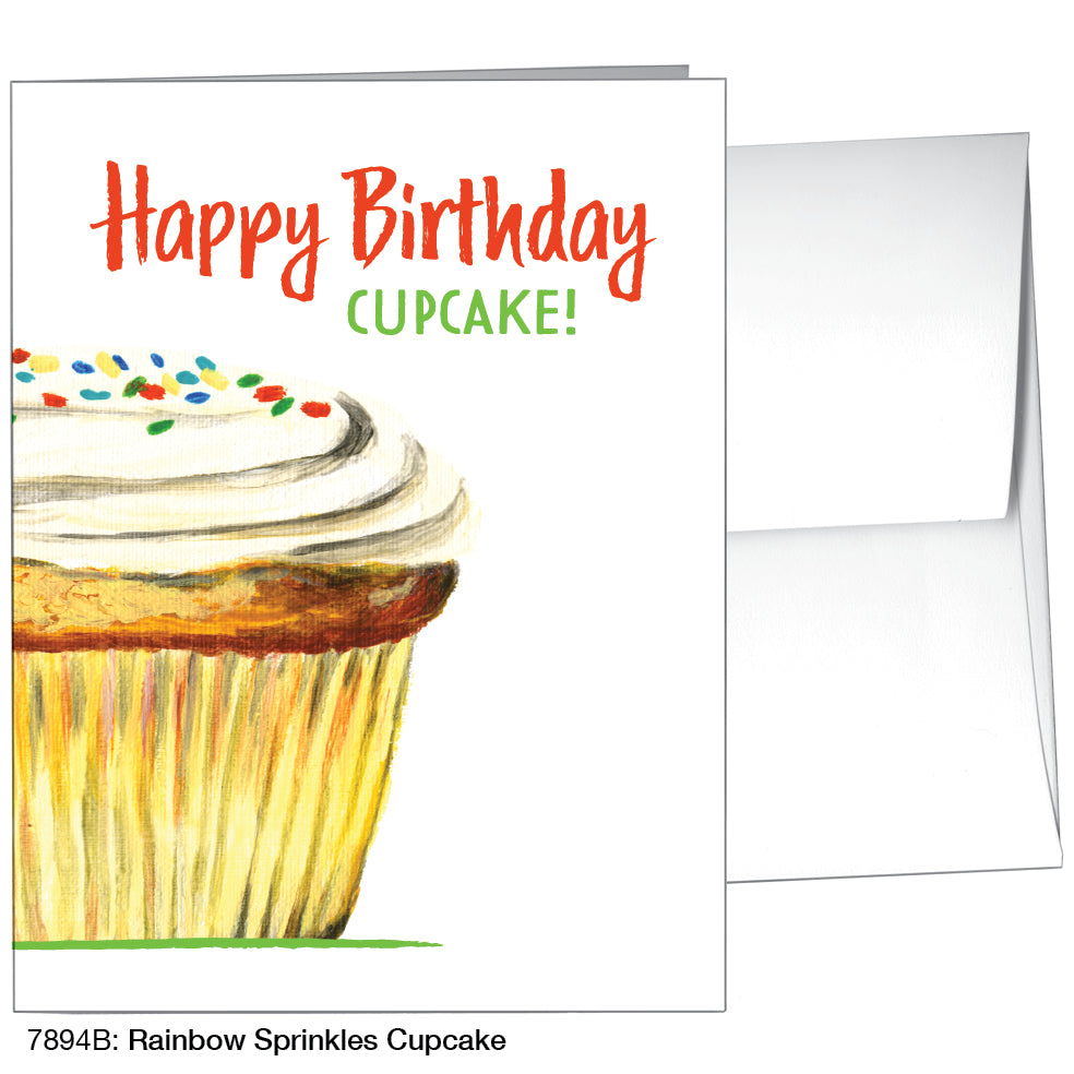 Rainbow Sprinkles Cupcake, Greeting Card (7894B)
