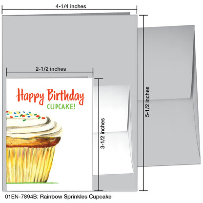 Rainbow Sprinkles Cupcake, Greeting Card (7894B)