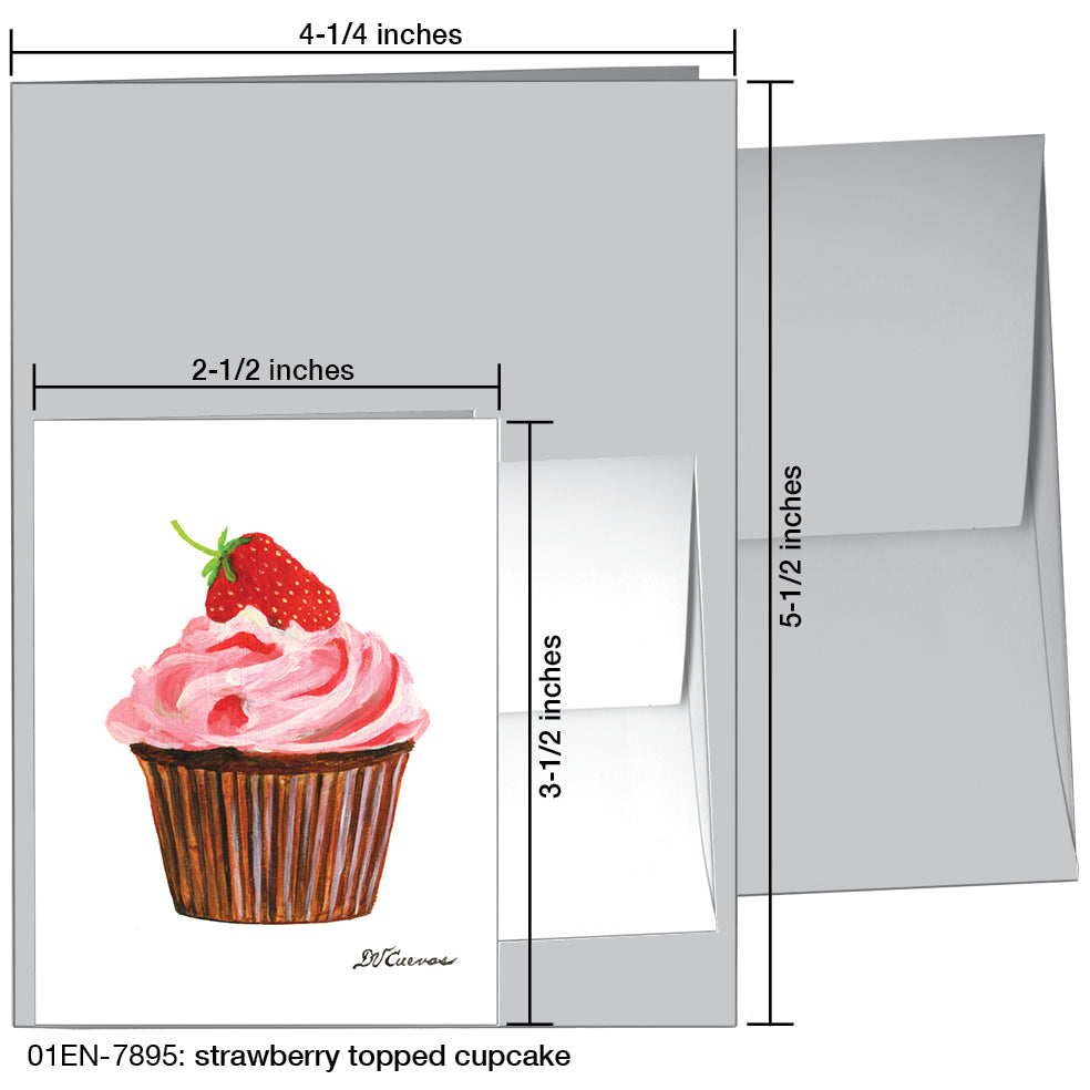 Strawberry Topped Cupcake, Greeting Card (7895)