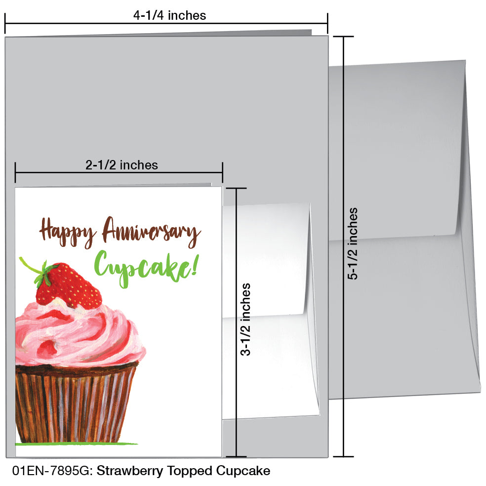 Strawberry Topped Cupcake, Greeting Card (7895G)