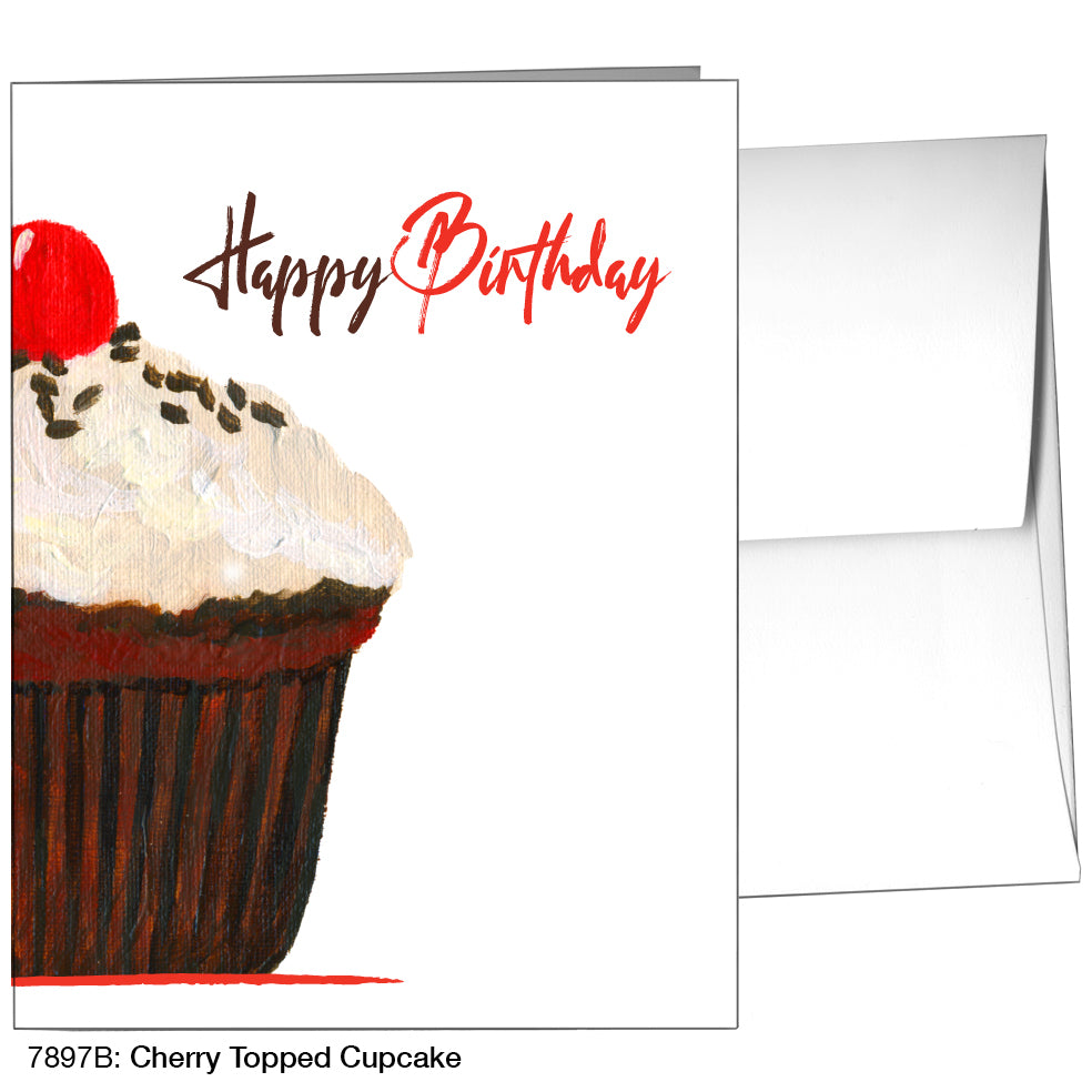 Cherry Topped Cupcake, Greeting Card (7897B)