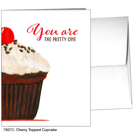 Cherry Topped Cupcake, Greeting Card (7897C)